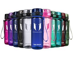 Super Sparrow Botella de Agua Deportiva - 500ml - Sin BPA (Transparente- Azul Metílico)