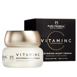 Pure Mineral - Restorative Night Cream with Vitamin C for All Skin Types - Lifting & Firming - Dead Sea Minerals, Natural Glow - Silicone-Free, Sulfate-Free, Paraben-Free - 50ml