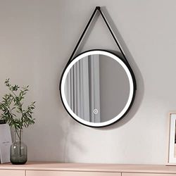 EMKE Specchio da Bagno con illuminazione, Specchio da Bagno LED Rotondo Ph50cm con Interruttore Touch Luce Bianca 6500K Telaio Nero