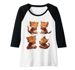 Mujer Meditar Gatito Santo Gato Mediador Fe Dios Religión Camiseta Manga Raglan