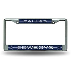 Rico Industries Dallas Cowboys Bling Chrome License Plate Frame with Glitter Accent