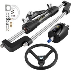 VEVOR Kit de Direction Hydraulique pour Bateau 300 HP, Cylindre de Direction Hors-Bord, avec Pompe et Volant, sans Tuyau de Direction Hydraulique, pour Système de Direction des Bateaux Marine