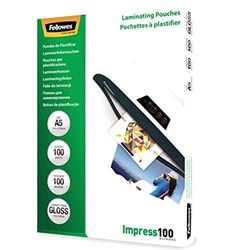 Fellowes 5351002 Pouches Lucide Impress100, Formato A5, 100 Micron, Confezione da 100 Pezzi