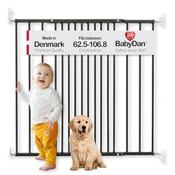 BabyDan MultiDan, 62,5-106,8 cm, Barrière d'escalier/barrière pour bébé/barrière de sécurité extensible, métal, noir, fabriqué au Danemark - (barrière pour animaux/barrière pour chien)