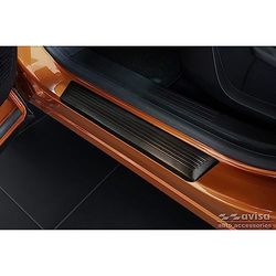 Black Stainless Steel Door sill protectors compatible with Renault Captur II 2020- & Mitsubishi ASX II 2023- 'Lines' - 4-pieces