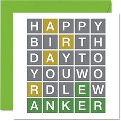 Rude Birthday Cards for Men Women - Word Puzzle Quiz W**ker - Funny Birthday Card for Him Her Mum Dad Brother Sister Son Daughter Grandad, 145mm x 145mm Joke Offensive Humour Banter Greeting Cards