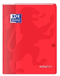 Oxford EasyBook notitieboek, 24 x 32 cm, 96 pagina's, grote ruiten, 90 g, envelop van polypropyleen, rood, met hoezen