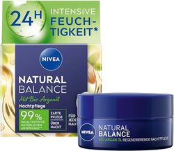 NIVEA Natural Balance Regenerating Night Cream (50 ml), Moisturising Cream with Organic Argan Oil, Jojoba and Almond Oil, Nourishing Night Cream for All Skin Types