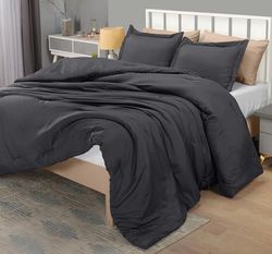 Utopia Bedding Set copripiumino matrimoniale con 2 federe – Set di biancheria da letto – Piumone alternativo grigio – Morbido e confortevole – Lavabile in lavatrice