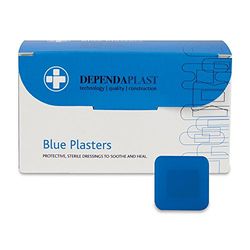 Reliance Medical Dependaplast REL541 Food Area Plaster, 4 cm x 4 cm, Blue (Pack of 100)