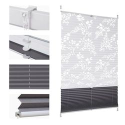 Sekey Plissé dubbel plissé Day+Night verduistering zonder boren gespannen lichtbescherming, Klemmfix B55 x H130 cm