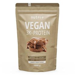 Nutri + Protein Powder Cookies & Cream 1kg - 79% de protéines - Nutri-Plus Shape & Shake 3k protéines en poudre pour renforcement musculaire - Protéine végétalienne