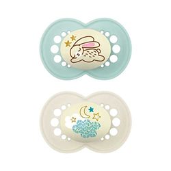 Instrucciones en lengua extranjera - Mam Original Night - Chupete luminoso de silicona, 2 unidades, con funda para chupete, 6-16 meses, neutro