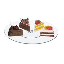 Relaxdays Plateau tournant, 360°, diamètre de 30 cm, pour Servir et décorer, Support Rond, Verre, Transparent