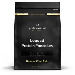 THE PROTEIN WORKS - Pancakes Protéinés | Mélange pour crêpes Premium | Snack Idéal | Petit-Dejeuner protéiné | 8 Potions | Banane Et Pépites De Chocolat | 500g