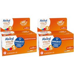 Alvityl - Comprimés à croquer Vitalité - 12 vitamines et 8 minéraux - Dès 4 ans - 30 comprimés (Lot de 2)
