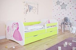 Lit babydreams 2 Vert Princesse sur Cheval tiroir et Matelas Inclus 180/80