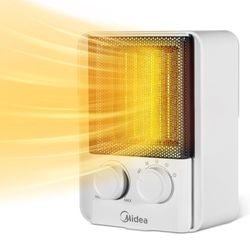 Midea NT20-22E Verticale ventilatorkachel, 3 standen, 2000 W, elektrische verwarming, laag stroomverbruik, geluidsarme keramiek, druppelbescherming, kamerthermostaat, wit