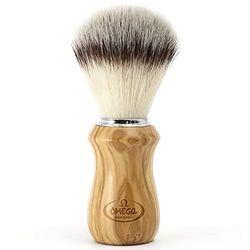 Omega =Pennello da Barba Sintetico Hi Brush Legno di ulivo, Tinta Unita, Estándar