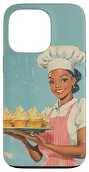 Girl Holding Cupcakes Vintage Pinup Poster Art Retro Baker Case for iPhone 13 Pro