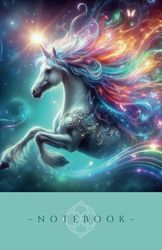 Fantasy Notebook with ‘Enchanted Mythical Unicorn' Themed Cover: 100 Cream Lined Pages