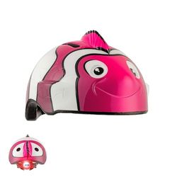 Crazy Safety Cykelhjälm för barn | barnhjälm 2–7 år gammal cykel, skateboard, cykling, racing, skoter och rullskridskor | lätt justerbar 3D-hjälm djur 49–55 cm (rosa fisk)