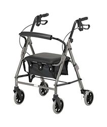 Days Lightweight Folding Four Wheel Rollator Walker with Padded Seat, Lockable Brakes, Ergonomic Handles, and Carry Bag, Limited Mobility Aid, Quartz, X-Small, (Eligible for VAT relief in the UK)