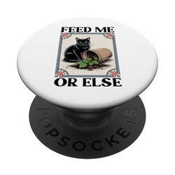 Feed Me Or Else Cat Lover Planta Gatito Divertido Gato PopSockets PopGrip Adhesivo
