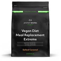 Protein Works - Vegan Diet Meal Replacement Extreme | Plant Based Meal Replacement Shake | Added Vitamins | Aids Weight Loss | 8 Servings | Salted Caramel Bandit | 500g