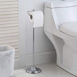 SunnyPoint Porta rotolo di carta igienica autoportante per bagno, con funzione di riserva, finitura cromata