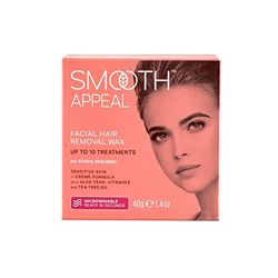 Smooth Appeal Microwave Formula Facial Hair Remover Wax - Professional Hair Remover for Smooth Skin, Simply Peel Off, Enriched with Aloe Vera, Vitamin E & Tea Tree Oil. 40g (Pack of 2)