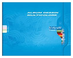Calligraphe 7556C Un Album Dessin Agrafé Multicolore (une Marque de Clairefontaine) - Format Paysage 32x25 cm - 48 Pages Unies Colorées (12 Pages x 4 Couleurs) - Papier 80 g - Couverture Carte Offset
