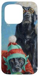 Black Labrador Dog Christmas Snow Holiday Art Case for iPhone 15 Pro