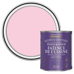 Rust-Oleum Peinture Rose Résistante à l'eau pour Faïence de Cuisine, Finition Satinée - Bonbon 750ml