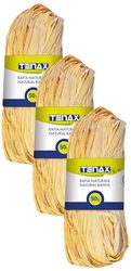 TENAX Raphia Naturel 50 g, Ligature pour Plantes et Jardinage, Ficelle pour Artisanat, Bricolage, Décoration et Ligature Bouquets Floraux et Paquets-Cadeaux (Lot de 3)