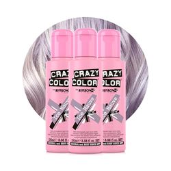 Crazy Color Metallic Ice Mauve Semi-Permanent Trio Hair Dye. Highly Pigmented Dusty Purple Conditioning & Oil Nourishing Vegan Formula | No Bleach or Ammonia | 300ml