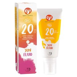 ey! Organic Cosmetics Spray solare spray SPF 20+, impermeabile, vegano, senza microplastica, cosmetico naturale per viso e corpo, confezione da 1 (1 x 100 ml)