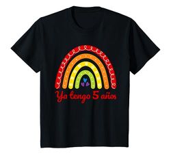 Niños 5º cumpleaños niña chica 5 años arcoíris ya tengo 5 años Camiseta