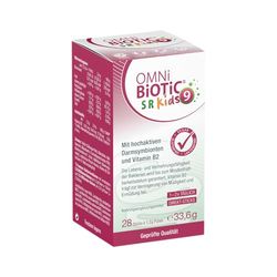 OMNi BiOTiC SR-9 Kids | 28 bâtonnets | 9 souches bactériennes | Laisser fondre directement sur la langue | Végétalien | Sans gluten | Sans lactose