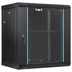 VEVOR Armoire de Serveur réseau 12U boîtier de Serveur Montage Mural Profondeur 394 mm Charge 90 kg avec Panneaux latéraux en Verre verrouillables pour équipement Informatique, appareils audiovisuels