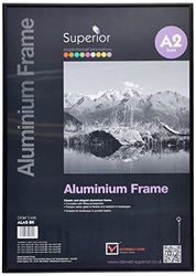 Stewart Superior A2 horizontal/vertical con vidrio cristal de seguridad aluminio marco de fotos – negro