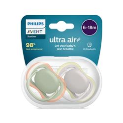 Philips Avent - Ciuccio Ultra Air, 2 pezzi, senza BPA, per bambini dai 6 ai 18 mesi (modello: SCF085/20)