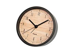 Fisura - Reloj Despertador analógico Negro y Madera. Despertador sin Tic-TAC. Despertador de Pilas. Despertador de Metal de 11 cm de diámetro y 3,8 cm de Ancho.