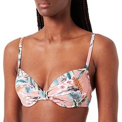 ESPRIT Gerecycled: push-up top met tropical-print, roze (salmon)