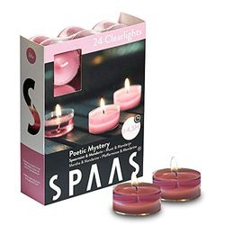 Spaas 24 Scented Clearlights, Tealights in Transparent Clear Cup, ± 4.5 Hours, Poetic Mystery