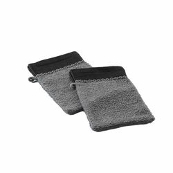 douceur d'intérieur, 2 Gants de Toilette (15 x 21 cm) Majesty Anthracite, Eponge