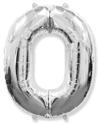 Ballonim Palloncino con numeri 0-9, 86 cm -100 cm, argento, con numeri a elio, palloncini XXL (numero 0 argento)
