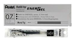 Pentel LR7-AX Navulling Voor Energel-Pennen, 0,7 mm Kogelpunt, Zwart, 12 Stuks