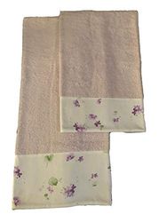Coppia spugna bordo cotone stampa violette