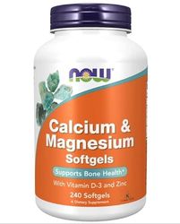 Now Foods, calcio y magnesio Softgels, 240 cápsulas blandas, vitamina D3, zinc